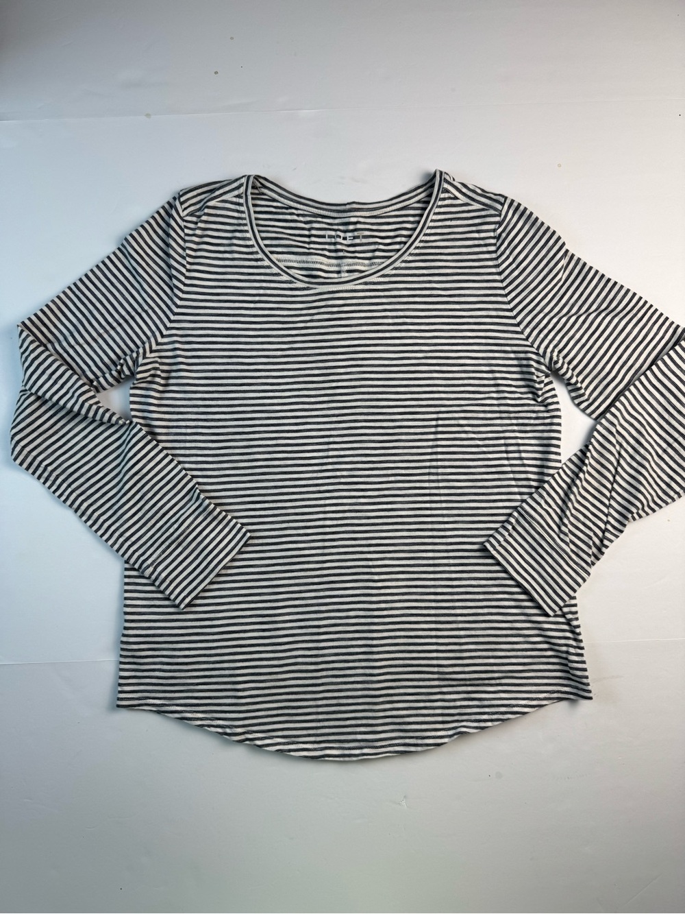 LOFT Black and White Striped Long Sleeve Tee